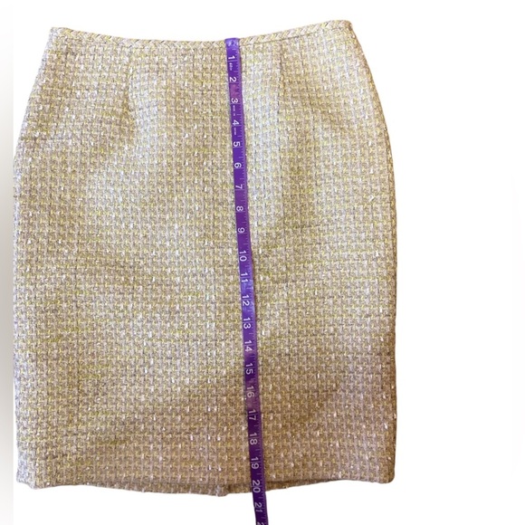 Vintage Calvin Klein Yellow Cream Tweed Pencil Skirt 2P - Picture 13 of 16